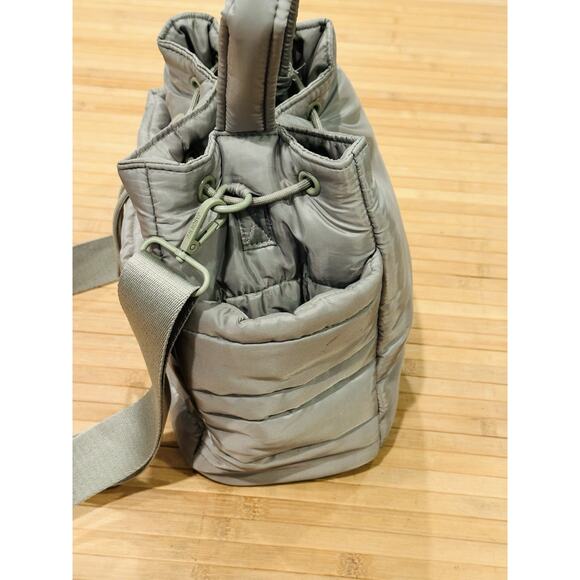 Jason Wu Puffer Nylon Drawstring Bucket Bag Beige Removable Adjustable Strap - Picture 3 of 16